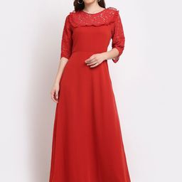 La Zoire Red Georgette Maxi Dress-image-44