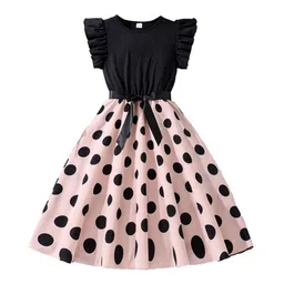 StyleCast x Revolte Girls Polka Dot Printed Flutter Sleeves Fit & Flare Maxi Dress-image-67