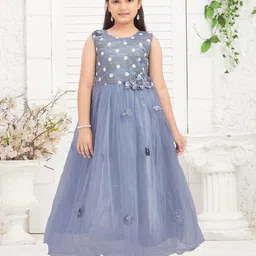 BAESD Girls Embellished Round Neck Sleeveless Opaque Net Maxi Dress-image-76
