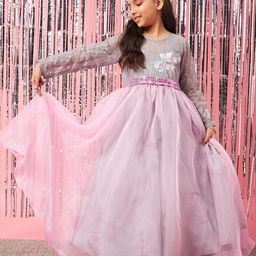 pspeaches Girls Embellished Sequinned Fit & Flare Maxi Dress-image-99