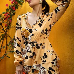 PINACOLADA Floral Printed V-Neck Layered Sheath Maxi Dress-picture-40