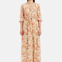 Kazo Yellow Floral Printed Wrap Maxi Dress-37