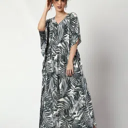CRAFTBAZAR Tropical Printed V-Neck Maternity Kaftan Dress-picture-56