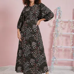 Athena Floral Printed Flutter Sleeve Crepe Maxi Dress-picture-4