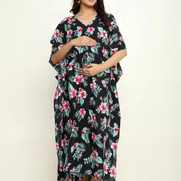 CRAFTBAZAR Floral Print Maternity Kaftan Maxi Dress-image-108