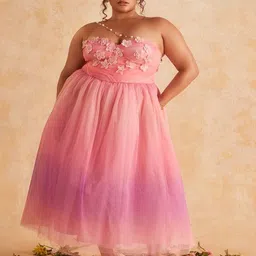 Lea Clothing Co. Floral Applique Ombre Fit and Flare Dress-image-69