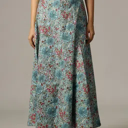 HANDICRAFT PALACE Printed Pure Cotton Wrap-Around Maxi Skirt-image-10