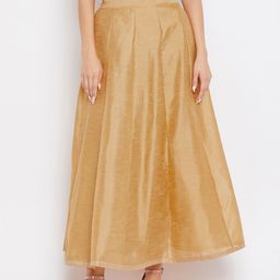 Clora Creation Women Beige Solid Maxi Length Flared Skirt-image-37