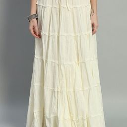 ZRI Women Pure Cotton Flared Maxi Skirt-image-41
