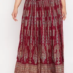 CLORA CREATION PLUS Ethnic Motifs Printed Flared Maxi Skirt-12