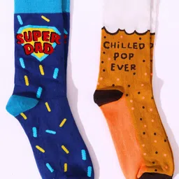 Thela Gaadi Men Pack Of 2 Patterned Calf Length Socks-1