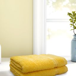 Welspun Yellow 2 Pieces Anti Bacterial 380 GSM Pure Cotton Hand Towels-image-45