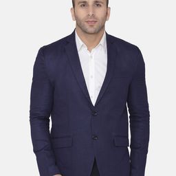 Wintage Men Blue Solid Regular-Fit Single-Breasted Blazer-40