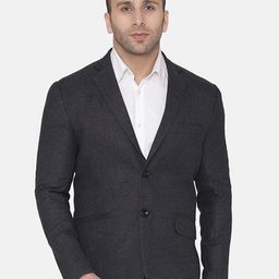 Wintage Men Grey Solid Regular-Fit Single-Breasted Blazer-16