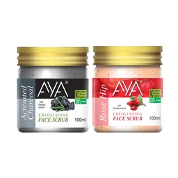 AYA Set Of 2 Activated Charcoal & Rosehip Exfoliating Face Scrub - 100 ml Each-4