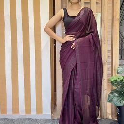 KAYOMMI Striped Pure Chiffon Ready to Wear Saree-image-75
