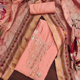 SHADOW & SAINING Floral Embroidered Zari Unstitched Dress Material-image-52