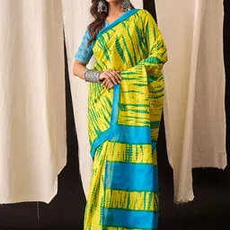 BerMondsey Tie and Dye Dyed Pure Cotton Block Print Saree-picture-11