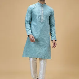 Arihant Rai Sinha Men Floral Embroidered Regular Thread Work Kurta with Churidar-image-79