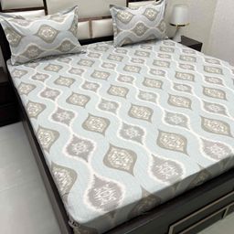 Pure Decor Blue & Brown Ethnic Motifs Queen Bedsheet with 2 Pillow Covers-image-52