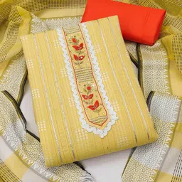 HERE&NOW Striped Woven Design Beads and Stones Cambric Cotton Unstitched Dress Material-image-10