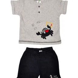 BIO FASHION Boys Embroidered Short Sleeves Pure Cotton T-shirt With Shorts-image-94