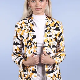 Talethread Printed Pure Cotton Single-Breasted Casual Blazer-image-68