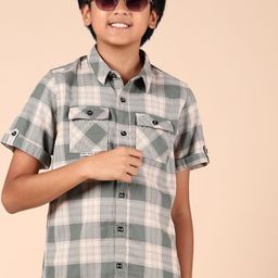 V-Mart Boys Opaque Checked Casual Shirt-picture-4