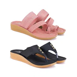 BERSACHE Women Set Of 2 One Toe Flats-18