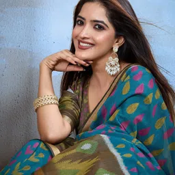 MORDEN MUSE Printed Zari Saree With Blouse Piece-picture-12