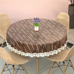 Kuber Industries Cream-Coloured Printed Waterproof Round 4-Seater Table Cover-28