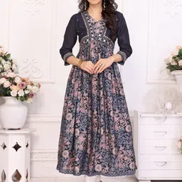 Rangita Floral Embroidered Thread Work Anarkali Kurta-57