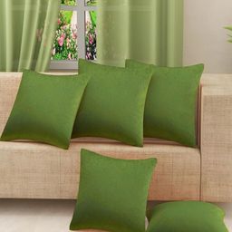 IVAZA Green Set of 5 Velvet Square Cushion Covers-14