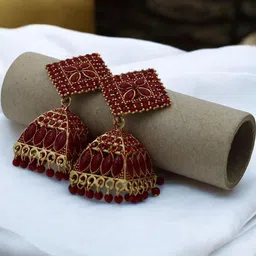 De-Ultimate Gold-Plated Rhinetones Studded Jhumkas Earrings-22