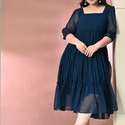 PrettyPlus by Desinoor.com Plus Size Georgette A-Line Midi Dress image 1