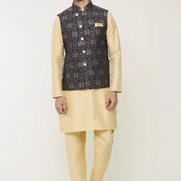 Arihant Rai Sinha Woven Design Mandarin Collar Nehru Jacket-48