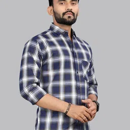 allan peter Men Classic Tartan Checks Opaque Checked Casual Shirt-image-90