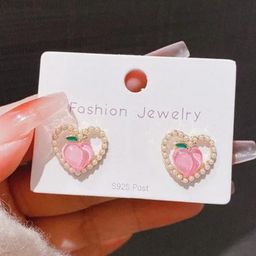SZN Silver Plated Artificial Studded Korean Heart Shaped Studs Earrings-31