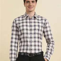 Allen Solly Men Slim Fit Spread Collar Tartan Checked Cotton Formal Shirt-image-84