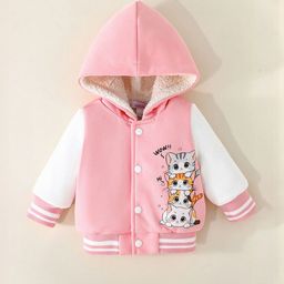 Hopscotch Girls Pink Cat Bomber Jacket-picture-17