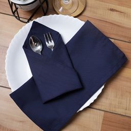 Aura Set of 6 Navy Blue Pure Cotton Square Shaped Table Napkins-45