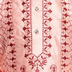 Cae Boys Floral Embroidered Regular Thread Work Dupion Silk Kurta with Patiala image 4