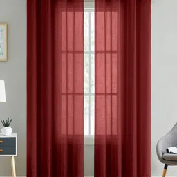Aura Maroon 2 Pieces Window Curtains-picture-10
