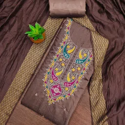 MANVAA Floral Embroidered Silk Cotton Unstitched Dress Material-55