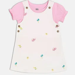 MINI KLUB Girls Printed Pure Cotton Pinafore Dress With Top-picture-40