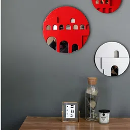 VAH Kya Bat Hai !! 3Pcs Red & White Wooden Round Wall Stickers-image-99