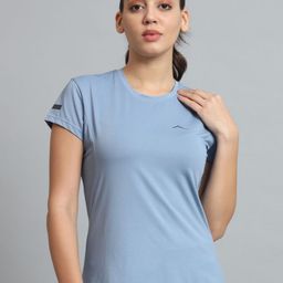 Reccy Women Moisture Wicking Solid Round Neck T-shirt-image-99