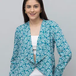 PURYS Floral Printed Open Front Shrug-6