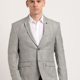 Turtle Men Checked Single-Breasted Casual Blazer-50