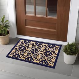 Aura Brown & Blue Jacquard-Printed Anti-Skid Doormat-8